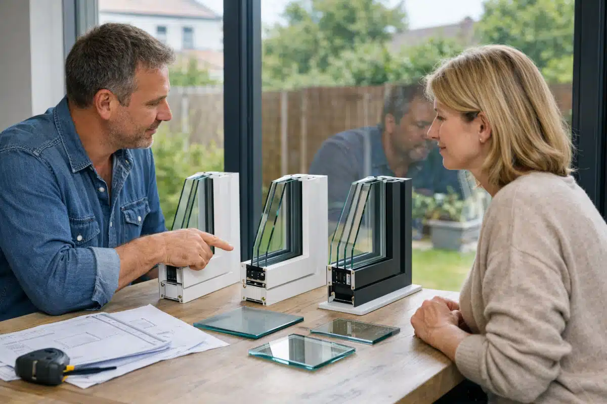 Opticien montrant des montures à une cliente