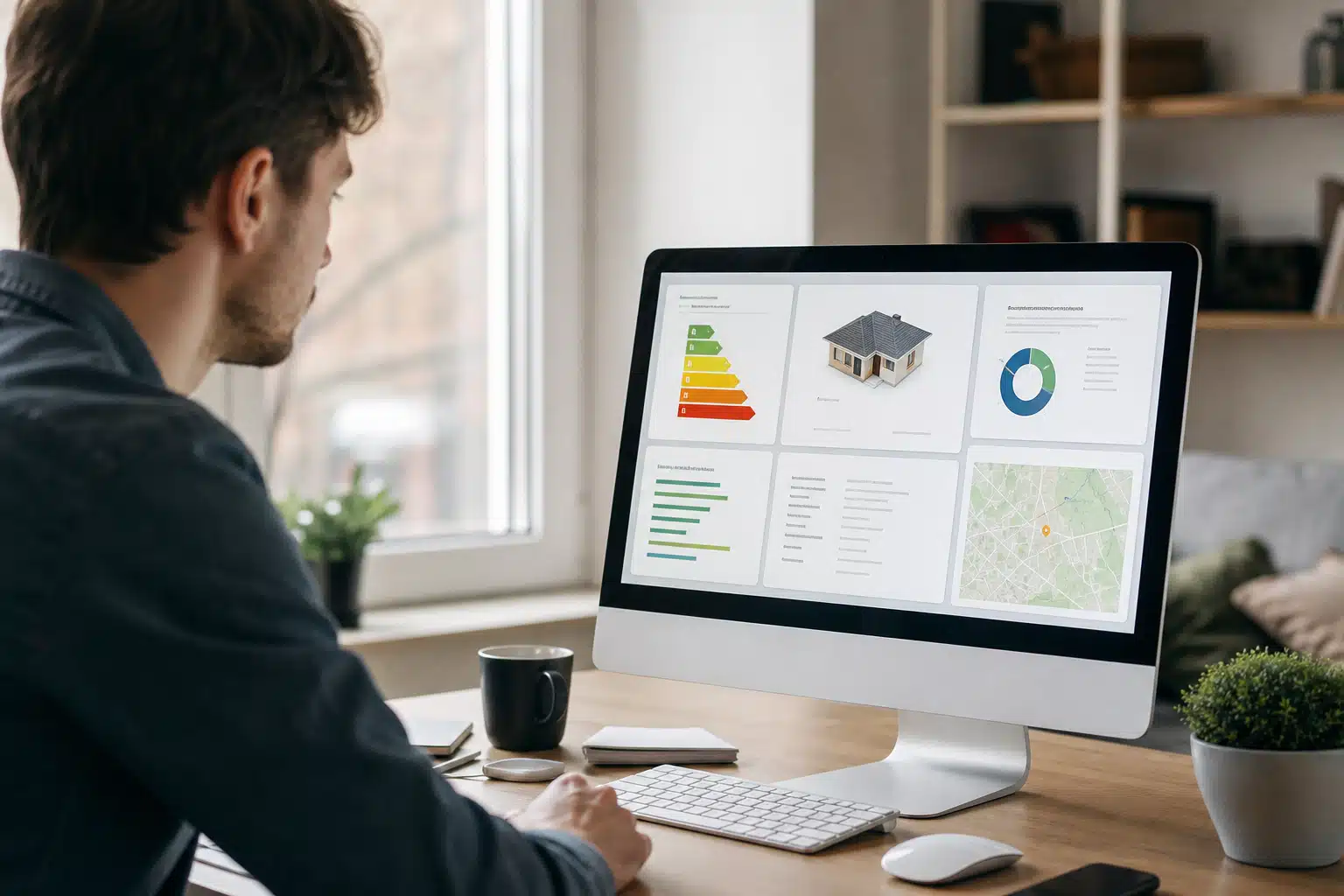 Écran affichant tableau de bord immobilier avec graphiques